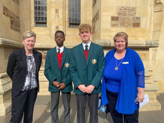 Celebrating 200 years of Catholic Education - Leanne & Eugenia with Students