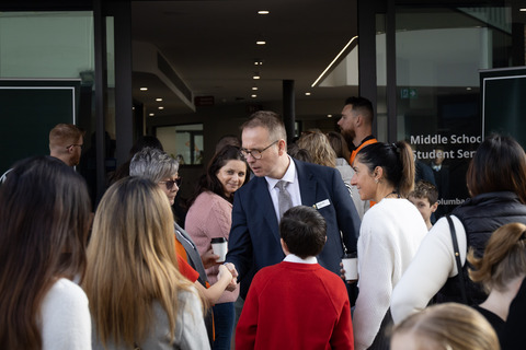 Principal Darren Pitt greets families at Open Day